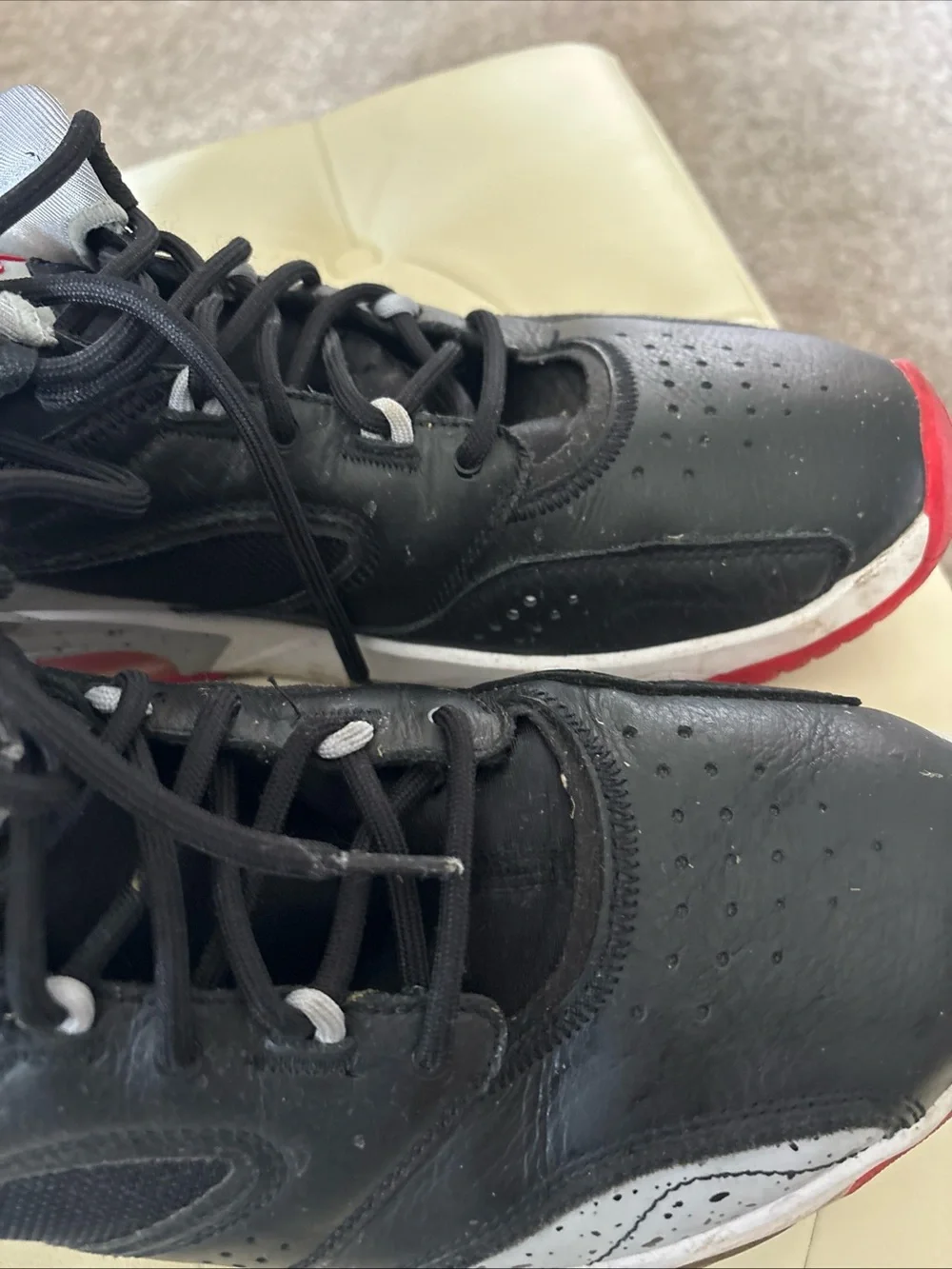 Jordan Black White and Red Mid-Top Sneakers